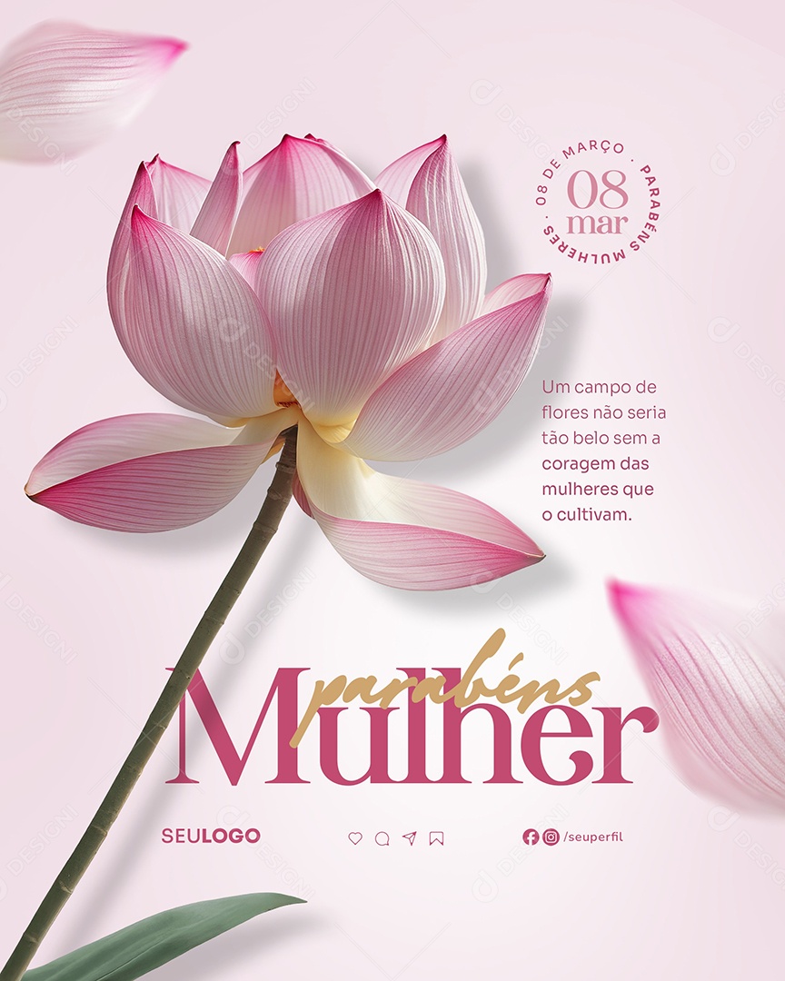 Feliz Dia Das Mulheres 08 de Março Social Media PSD Editável