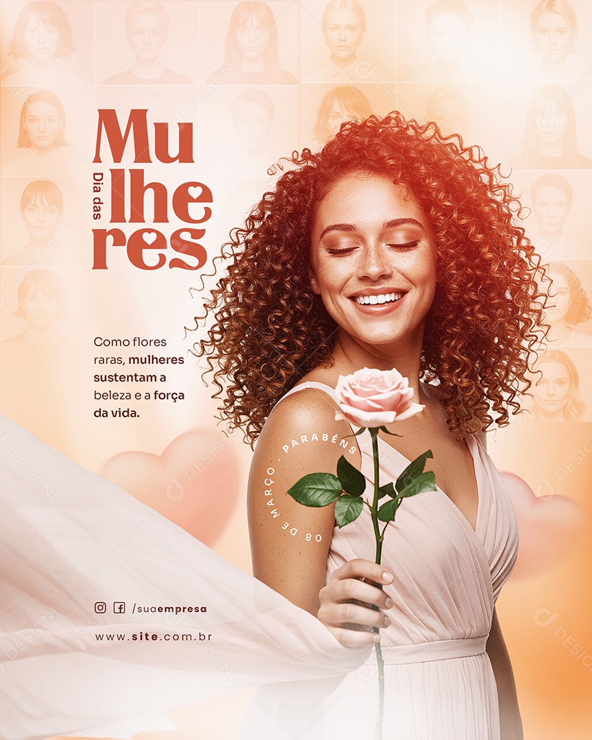 Feliz Dia Das Mulheres 08 de Março Social Media PSD Editável