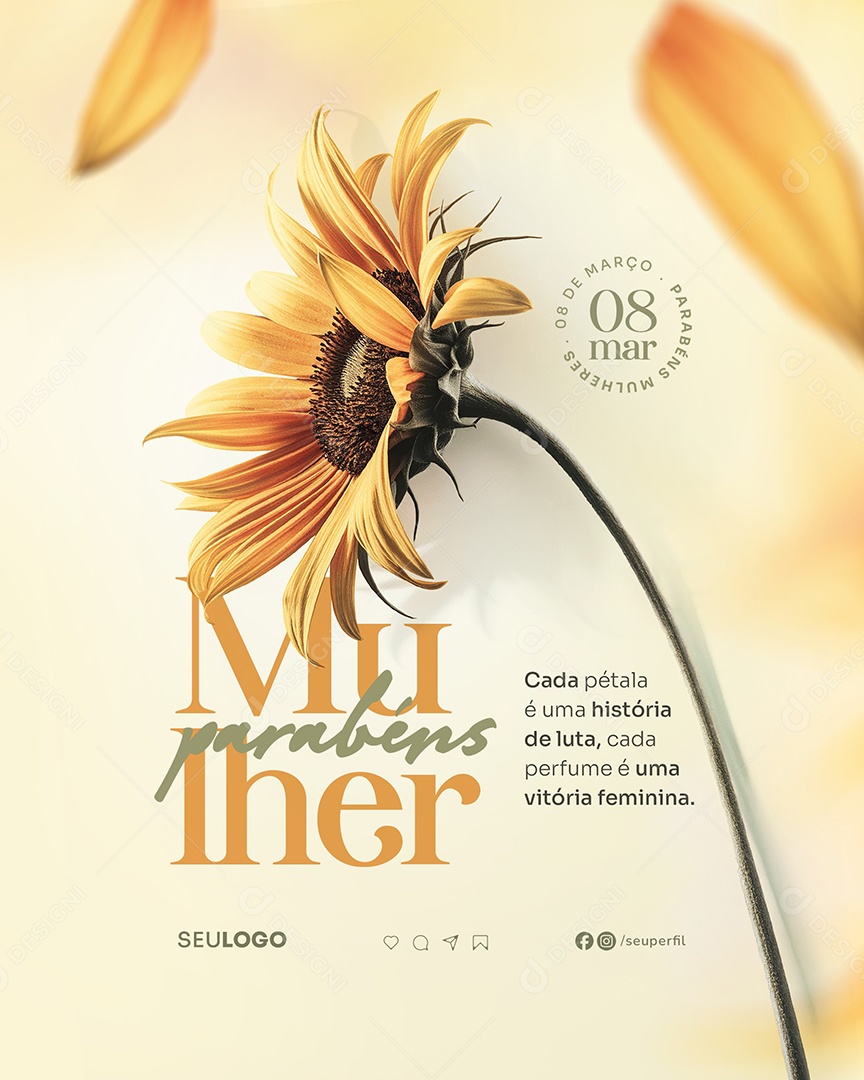 Feliz Dia Das Mulheres 08 de Março Social Media PSD Editável