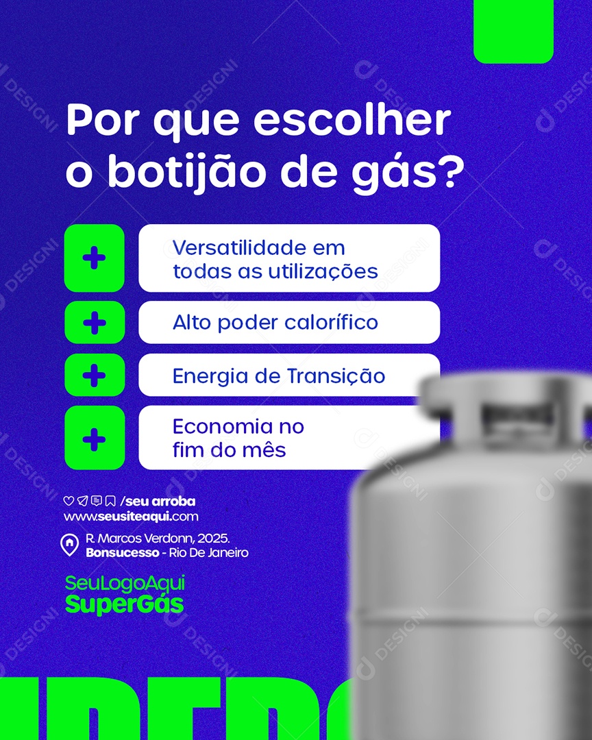 Distribuidor de Gás Por Que Escolher o Botijão de Gás Social Media PSD Editável
