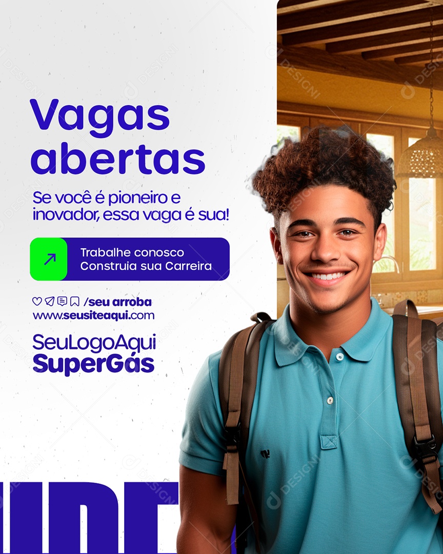 Distribuidor de Gás Vagas Abertas Social Media PSD Editável