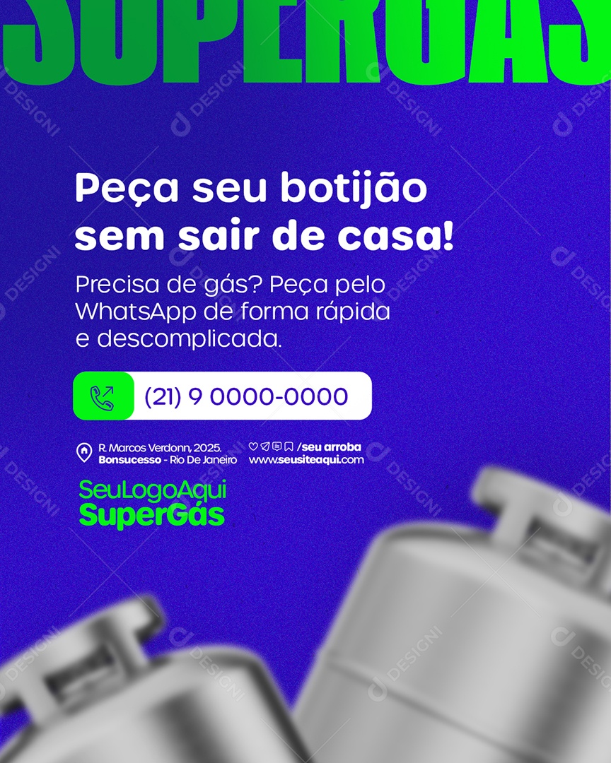 Distribuidor de Gás Peça seu Botijão Sem Sair de Casa Social Media PSD Editável