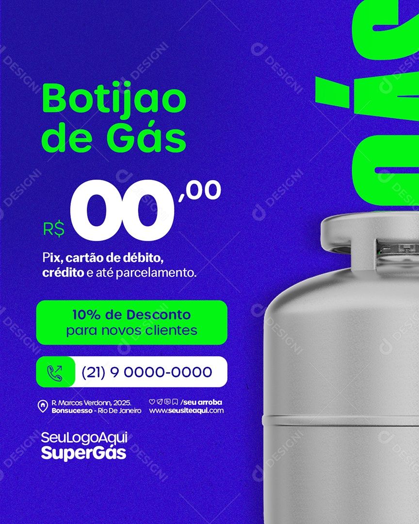 Distribuidor de Gás Botijão de Gás Social Media PSD Editável