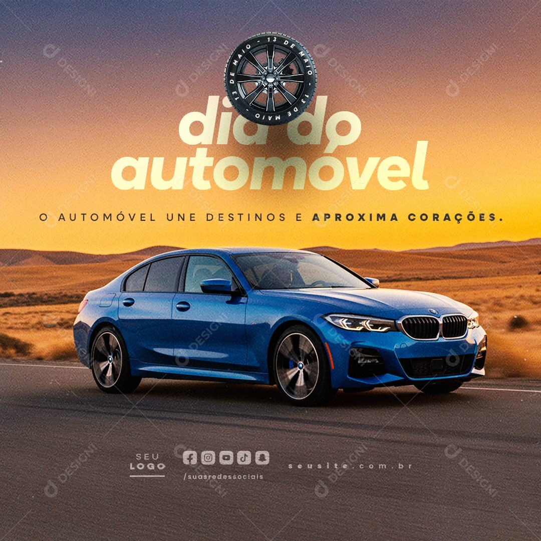 Dia do Automóvel 13 de Maio Social Media PSD Editável