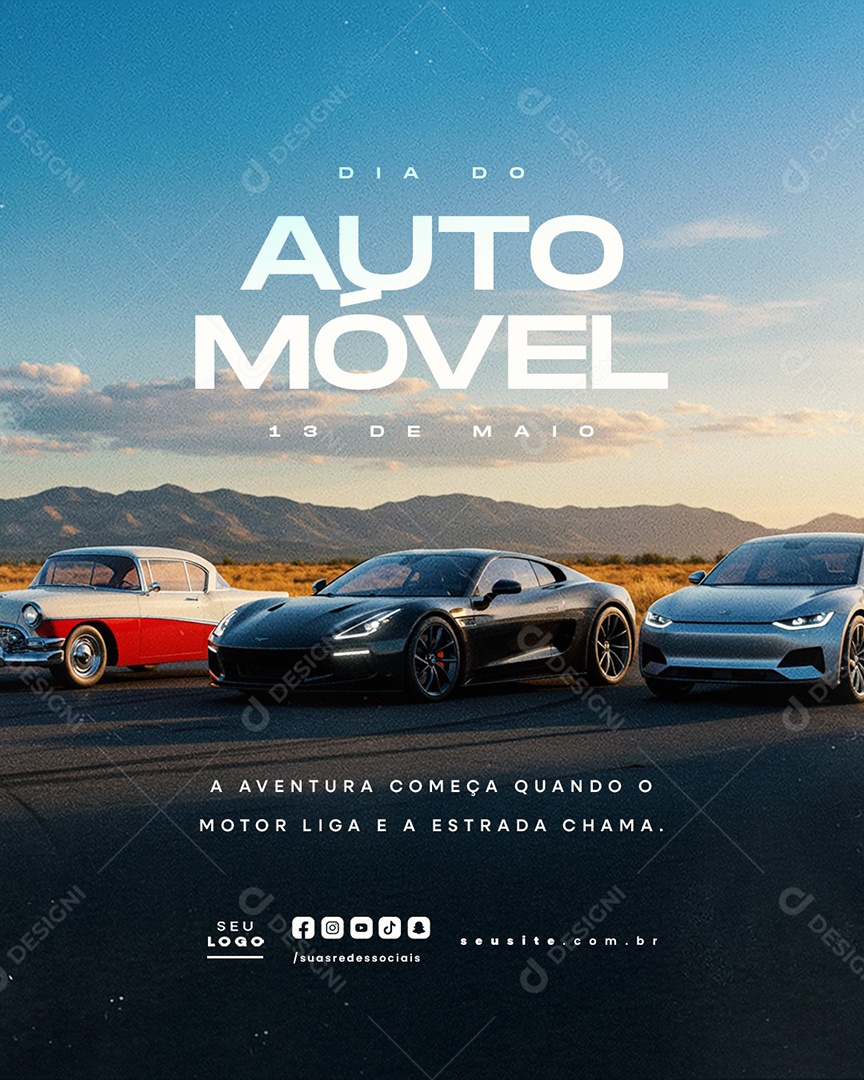 Dia do Automóvel 13 de Maio Social Media PSD Editável