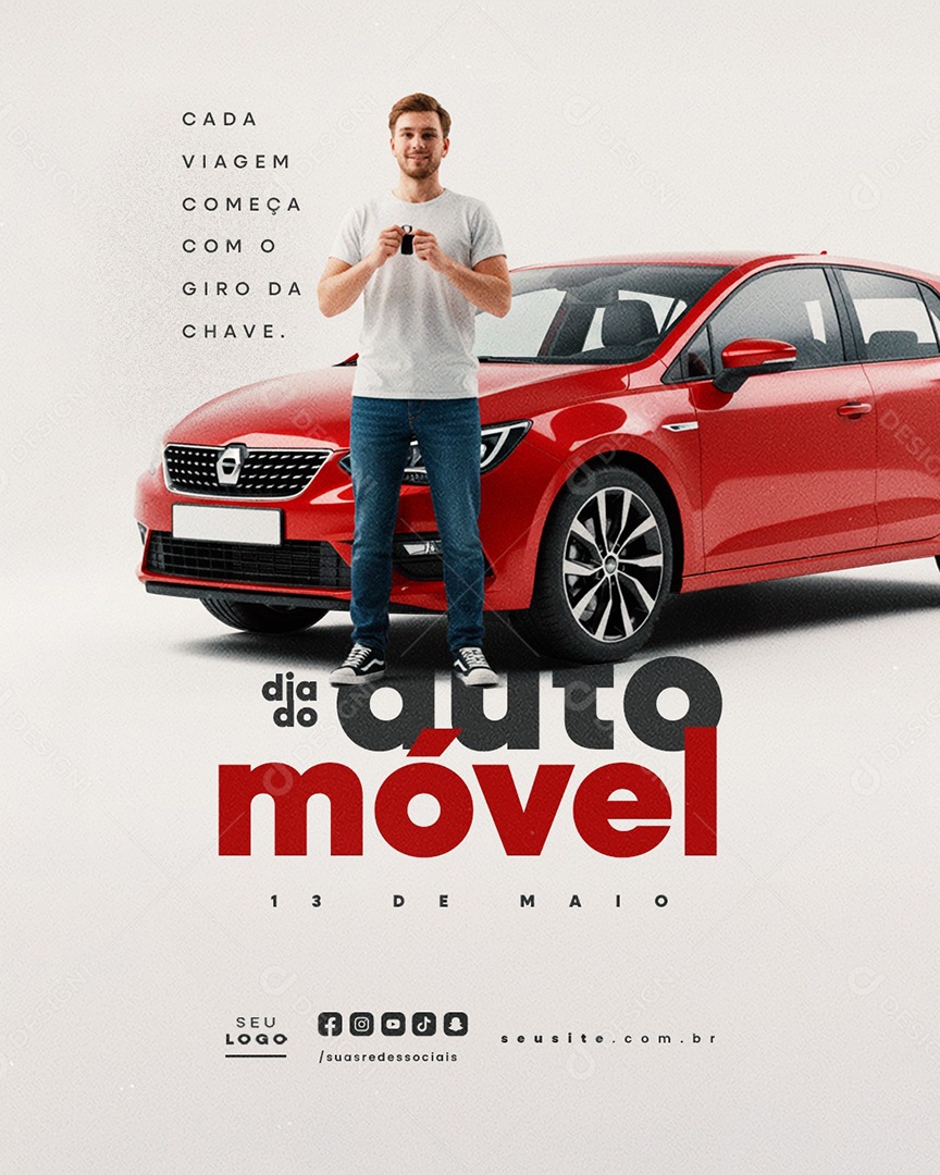 Dia do Automóvel 13 de Maio Social Media PSD Editável