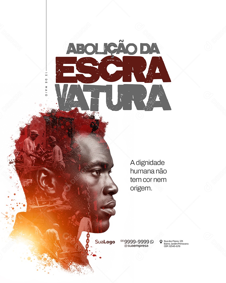 Dia da Abolição da Escravatura 13 de Maio Social Media PSD Editável