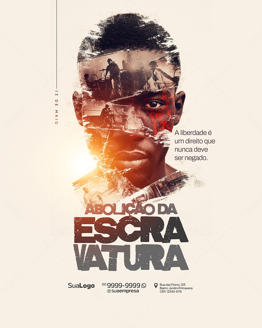 Dia da Abolição da Escravatura 13 de Maio Social Media PSD Editável