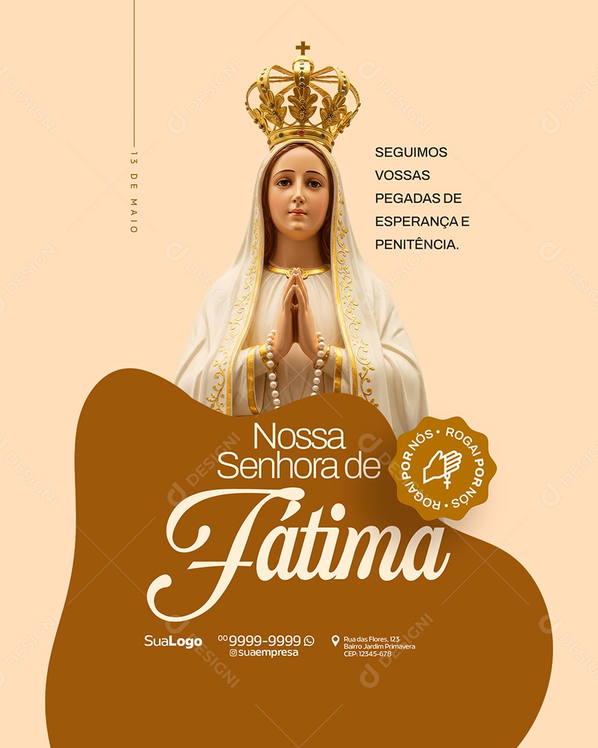 Dia de Nossa Senhora de Fátima 13 de Maio Social Media PSD Editável