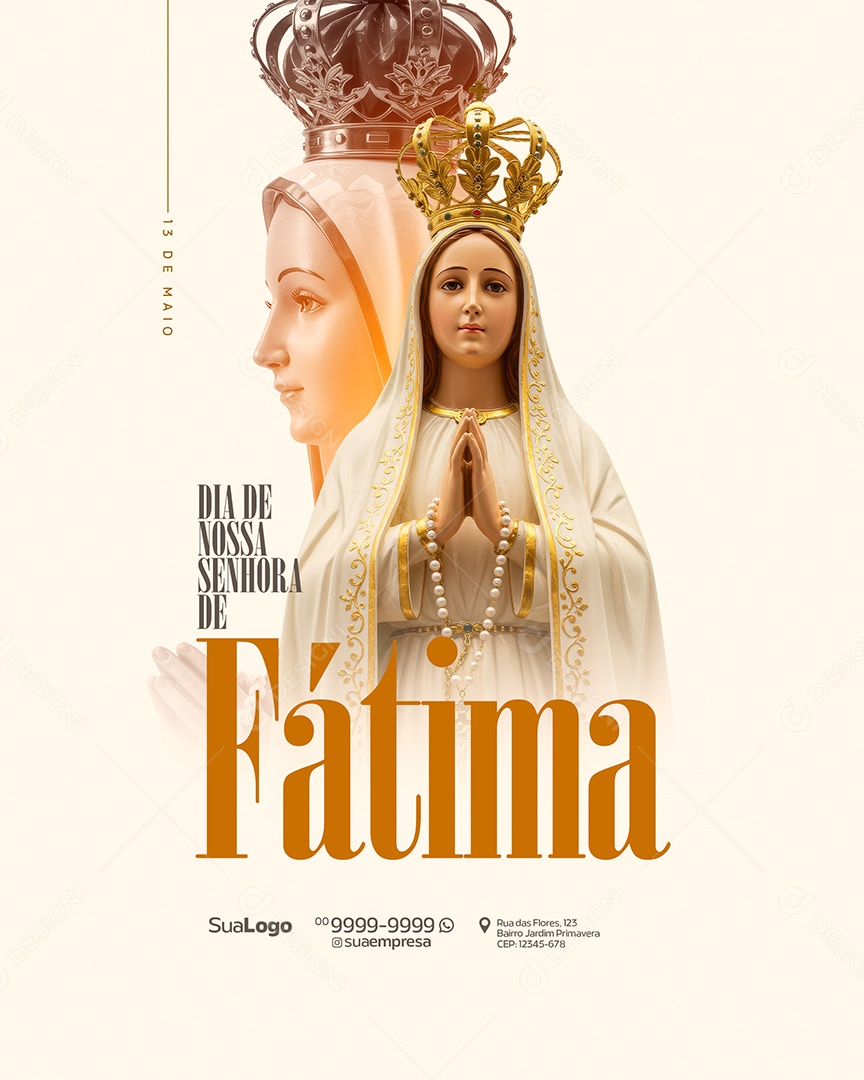 Dia de Nossa Senhora de Fátima 13 de Maio Social Media PSD Editável