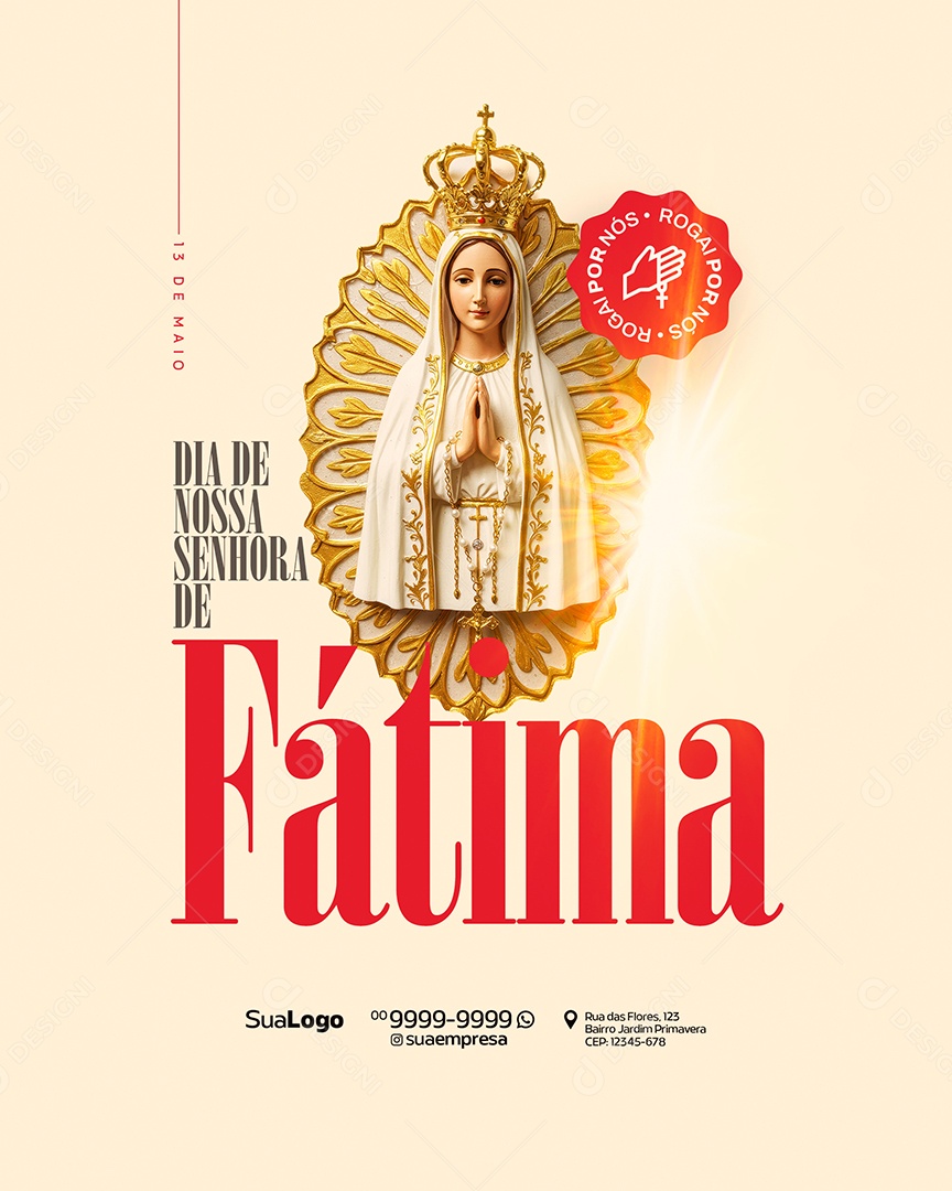 Dia de Nossa Senhora de Fátima 13 de Maio Social Media PSD Editável