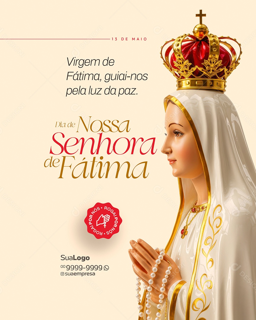 Dia de Nossa Senhora de Fátima 13 de Maio Social Media PSD Editável