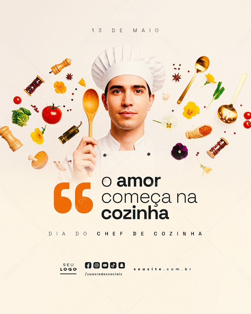 Dia do Chef de Cozinha 13 de Maio Social Media PSD Editável