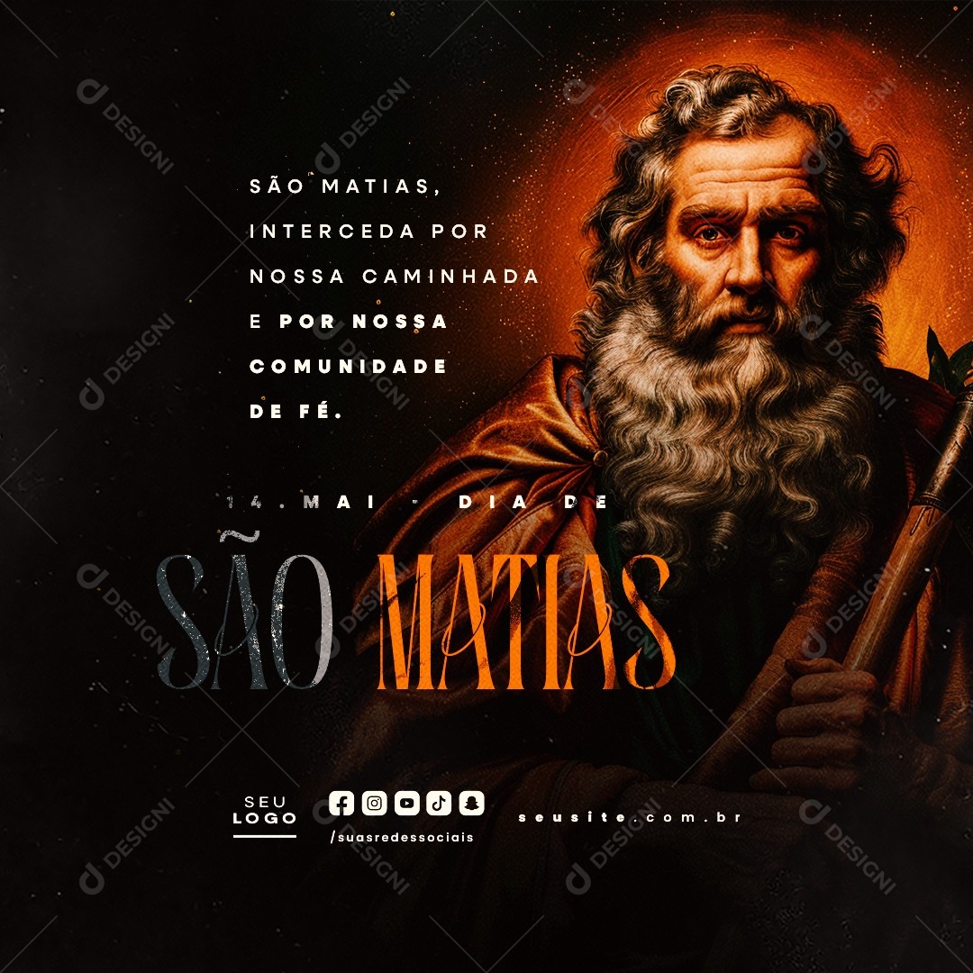 Dia de São Matias 14 de Maio Social Media PSD Editável