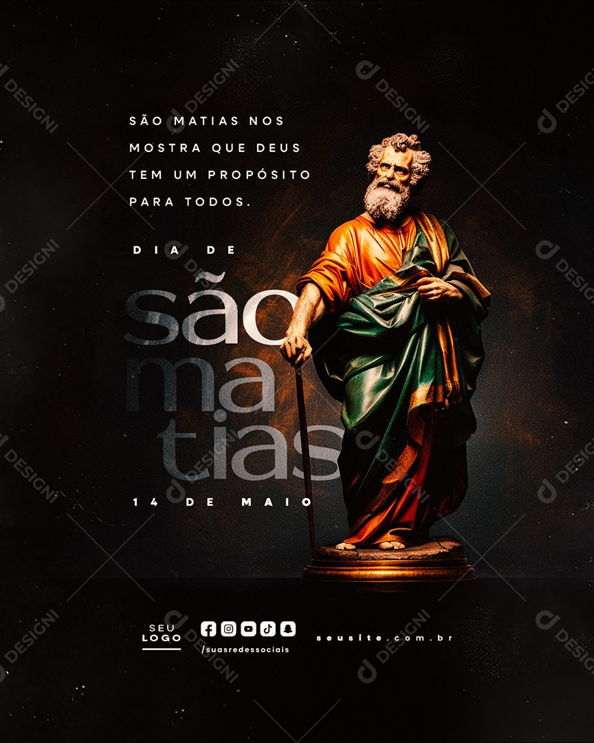 Dia de São Matias 14 de Maio Social Media PSD Editável