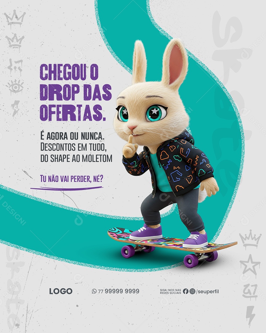 Loja De Skate Chegou Drop  Social mídia PSD Editável