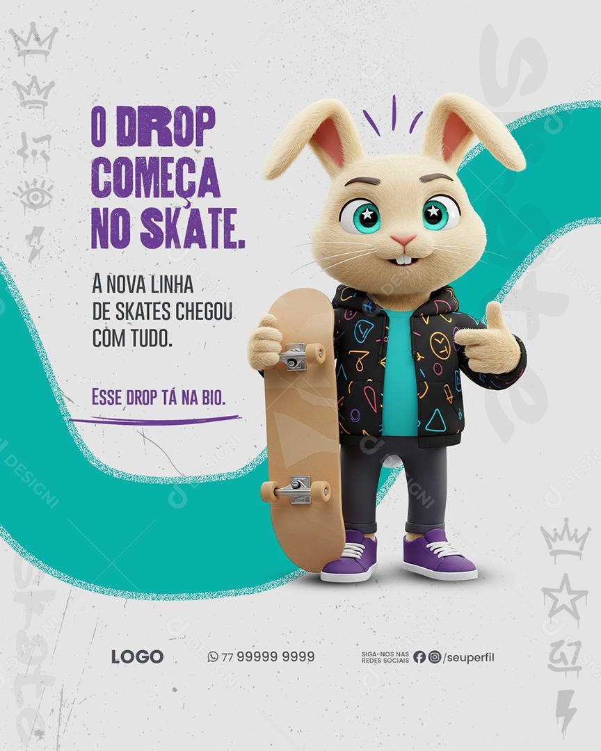 Loja De Skate O Drop Começa  Social mídia PSD Editável