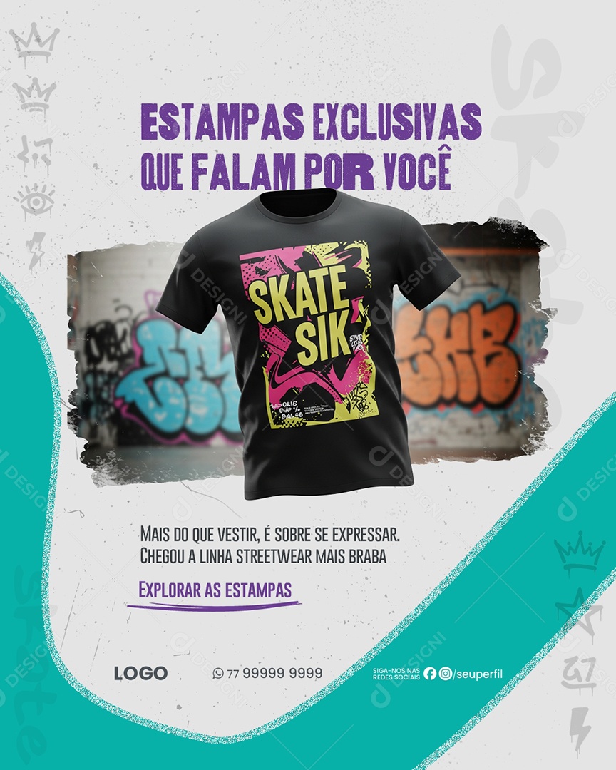 Loja De Skate Estamos As Exclusivas Social mídia PSD Editável