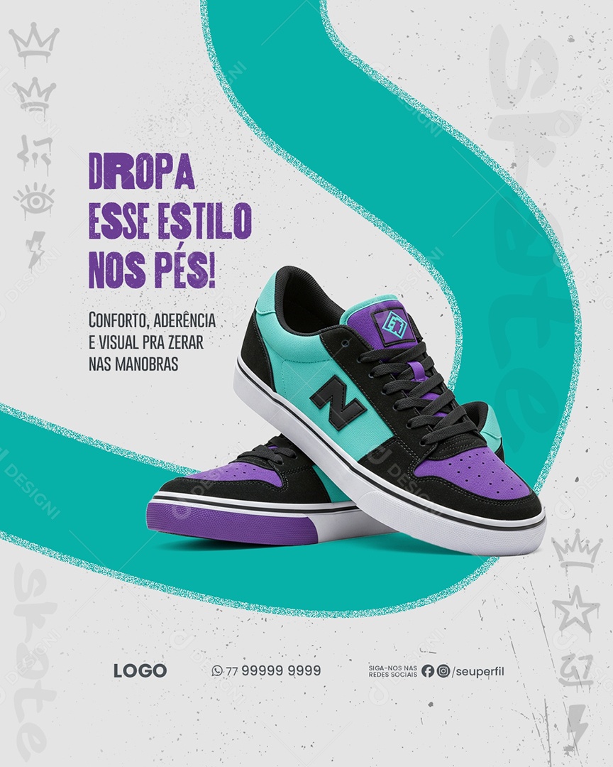 Loja de Skate Dropa Esse Estilo Social Mídia PSD Editável