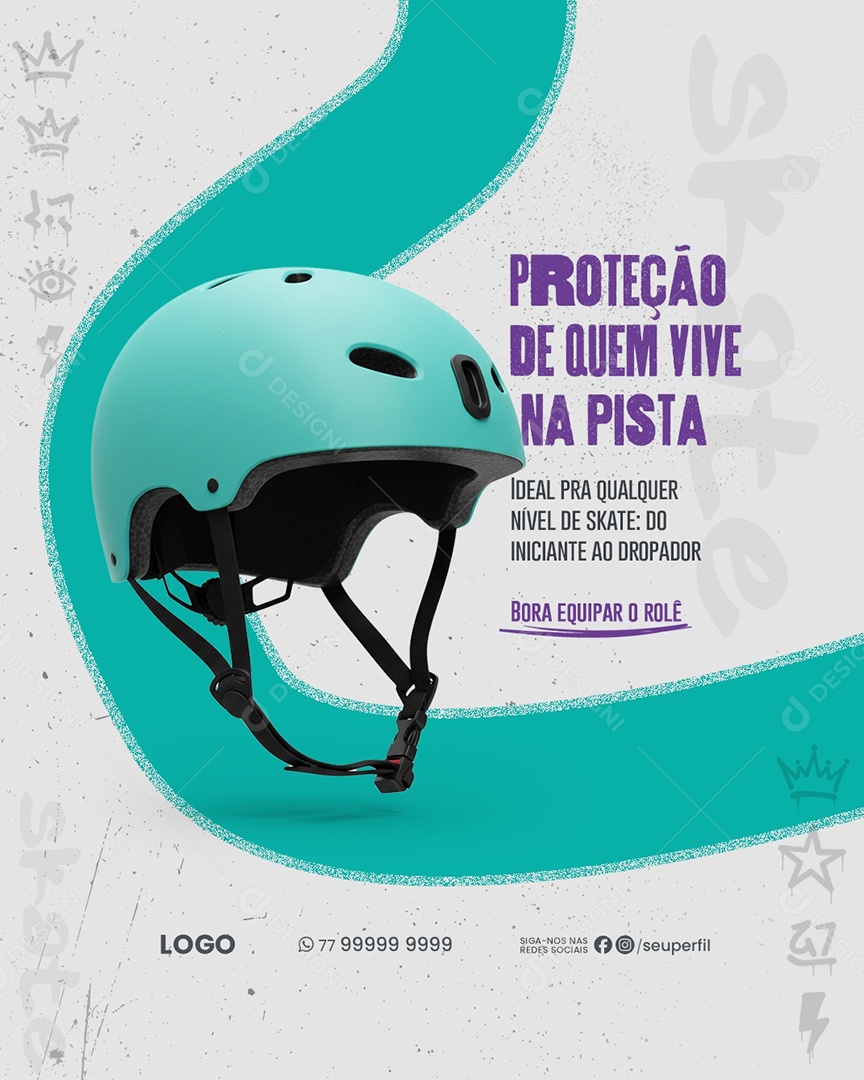 Loja De Skate Promoção de Quem Vive na Pista Social Media PSD Editável