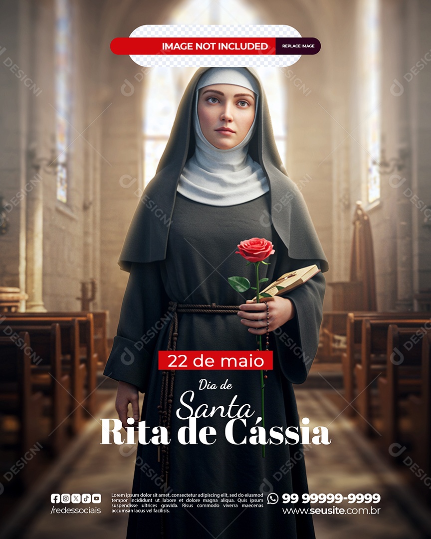 Dia da Santa Rita de Cássia 22 de Maio Social Media PSD Editável