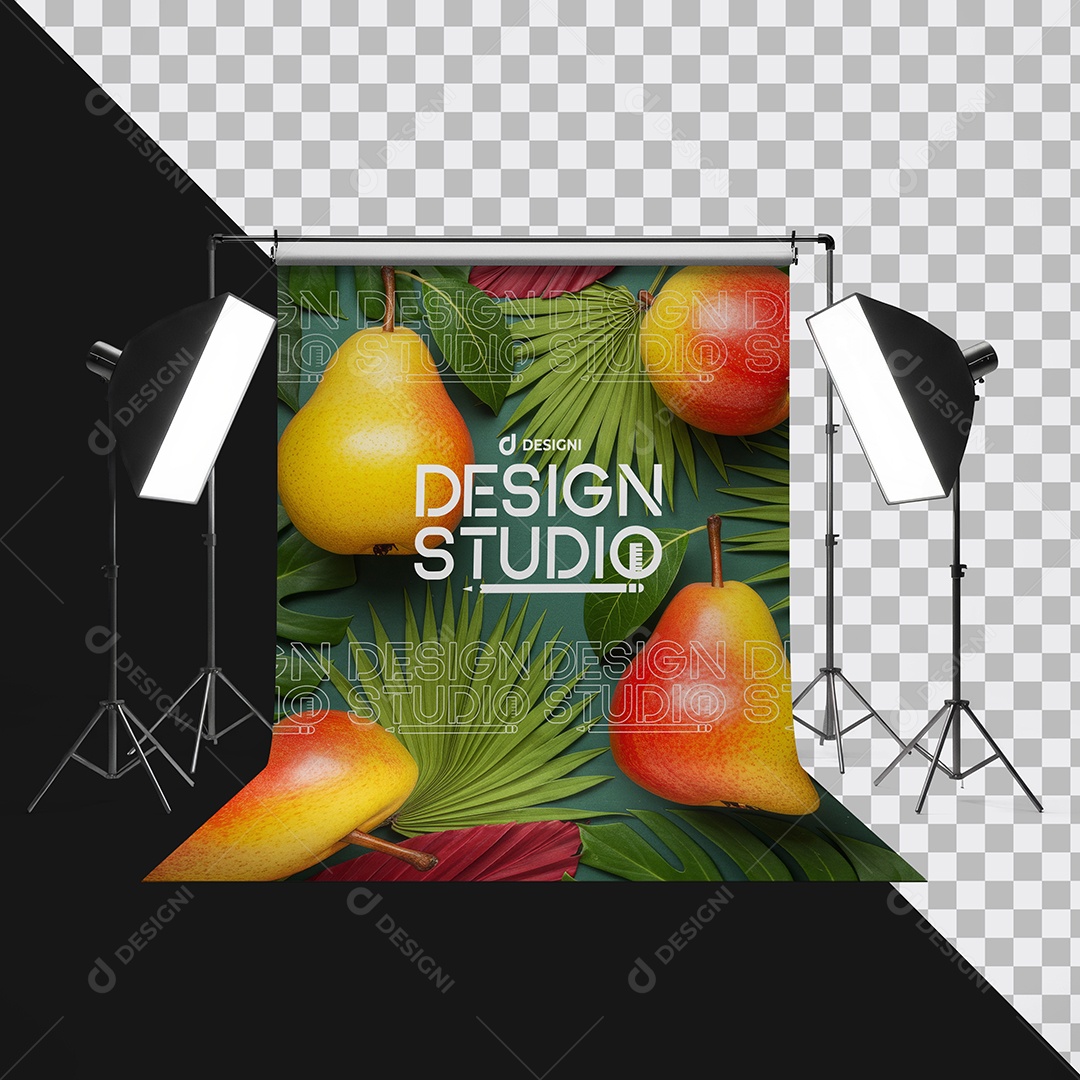 Mockup Backdrop Estúdio Fotográfico com Iluminação PSD Editável