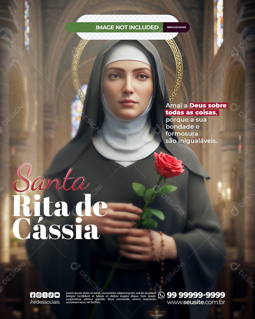 Dia da Santa Rita de Cássia 22 de Maio Social Media PSD Editável