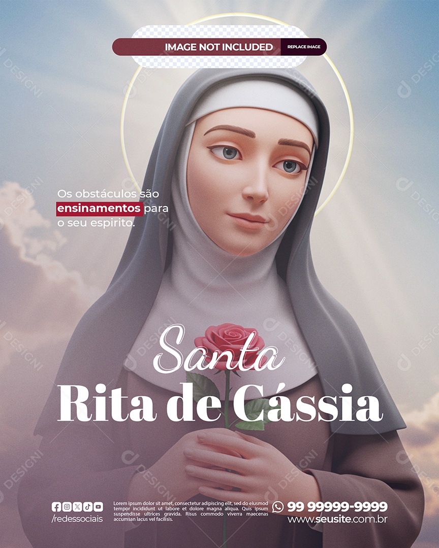Dia da Santa Rita de Cássia 22 de Maio Social Media PSD Editável