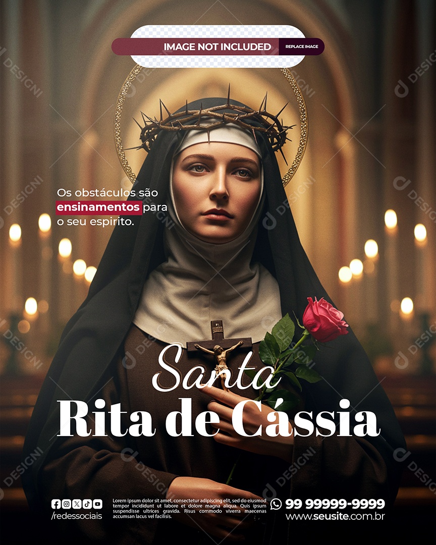 Dia da Santa Rita de Cássia 22 de Maio Social Media PSD Editável