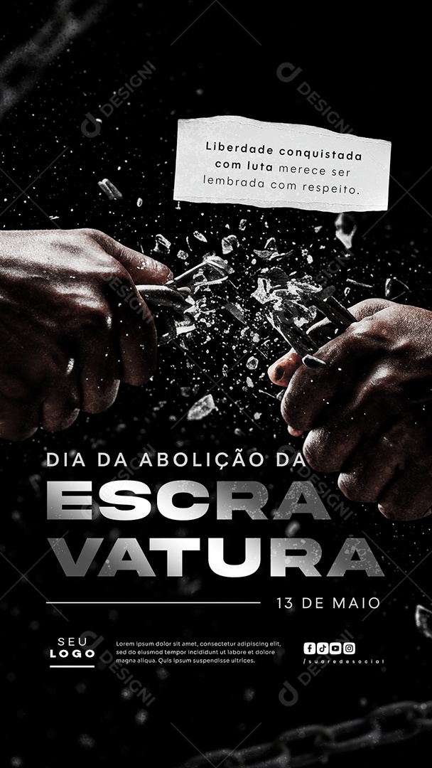 Story Dia da Abolição da Escravatura 13 de Maio Social Media PSD Editável