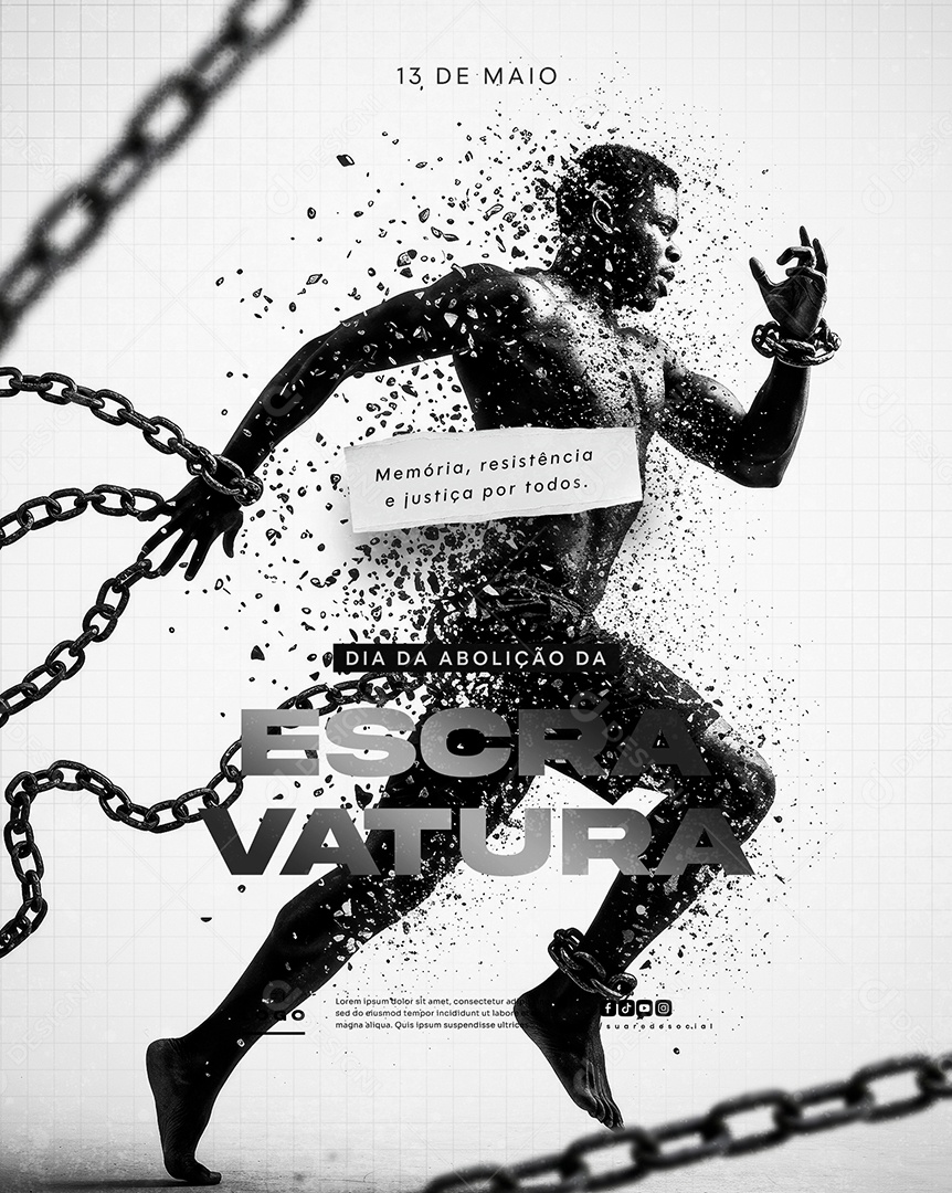 Dia da Abolição da Escravatura 13 de Maio Social Media PSD Editável
