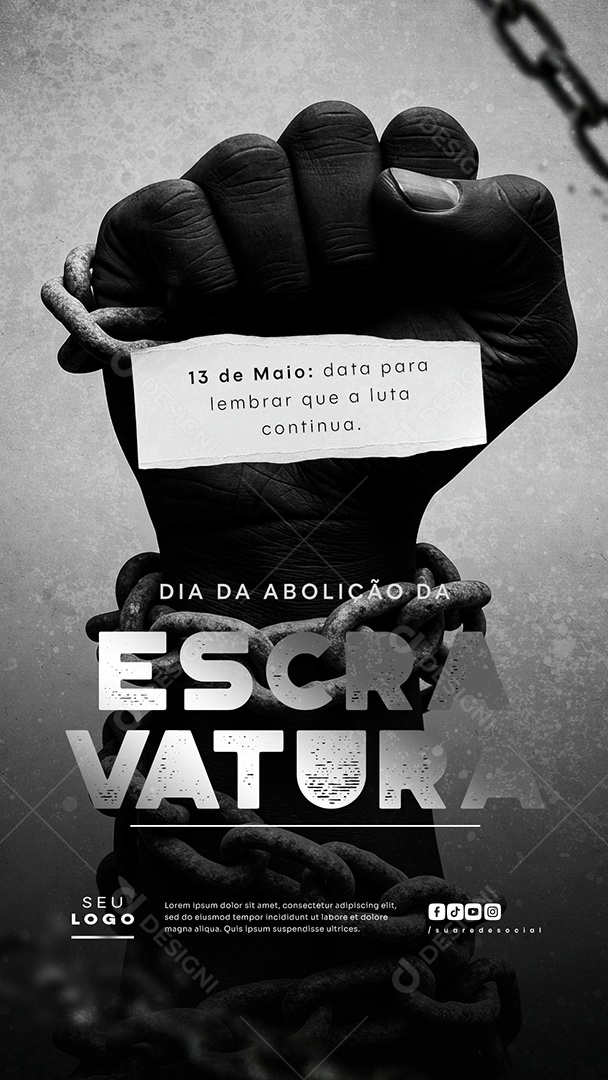 Story Dia da Abolição da Escravatura 13 de Maio Social Media PSD Editável