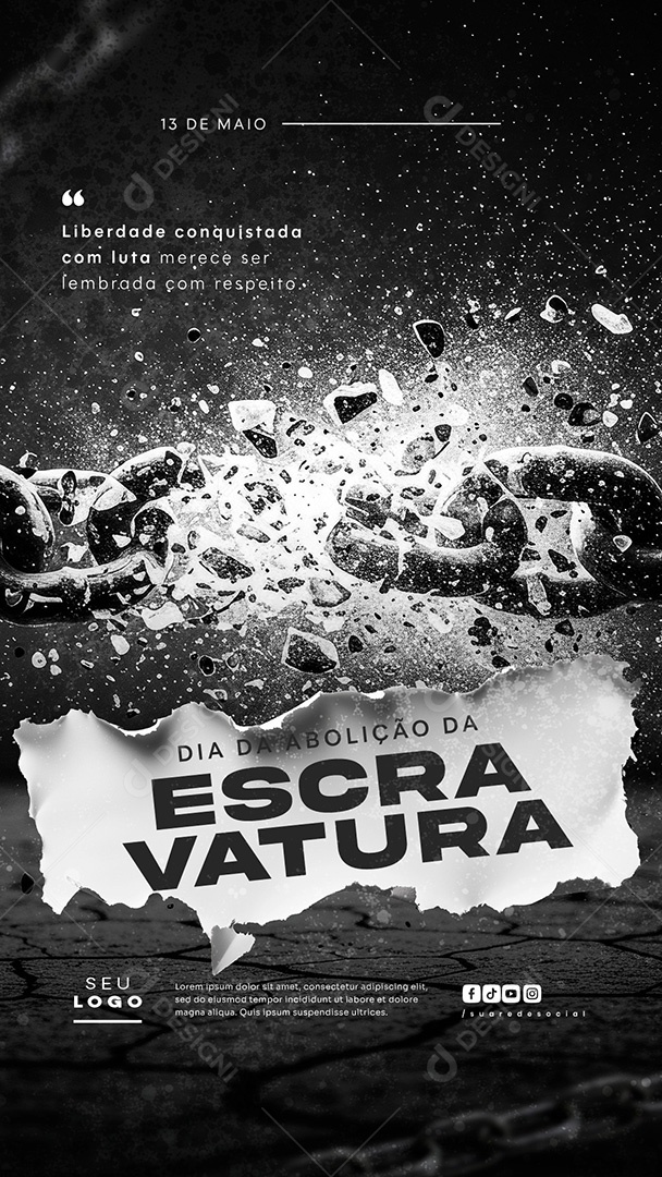 Story Dia da Abolição da Escravatura 13 de Maio Social Media PSD Editável