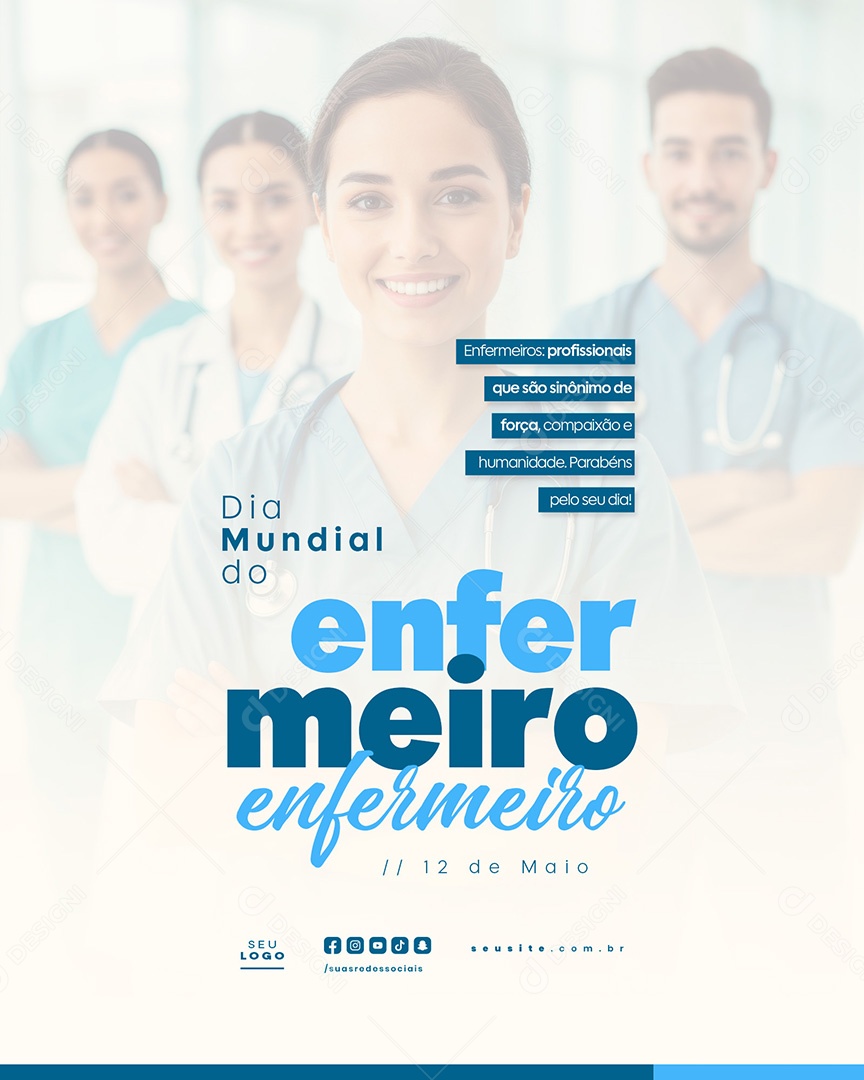Feliz Dia Mundial do Enfermeiro 12 de Maio Social Media PSD Editável