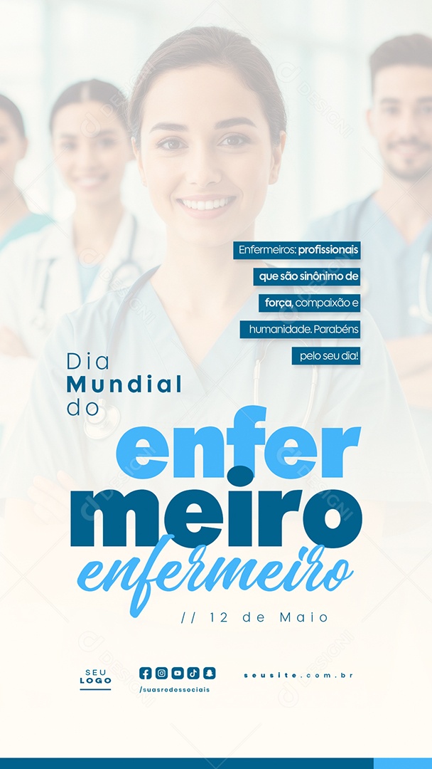 Story Feliz Dia Mundial do Enfermeiro 12 de Maio Social Media PSD Editável