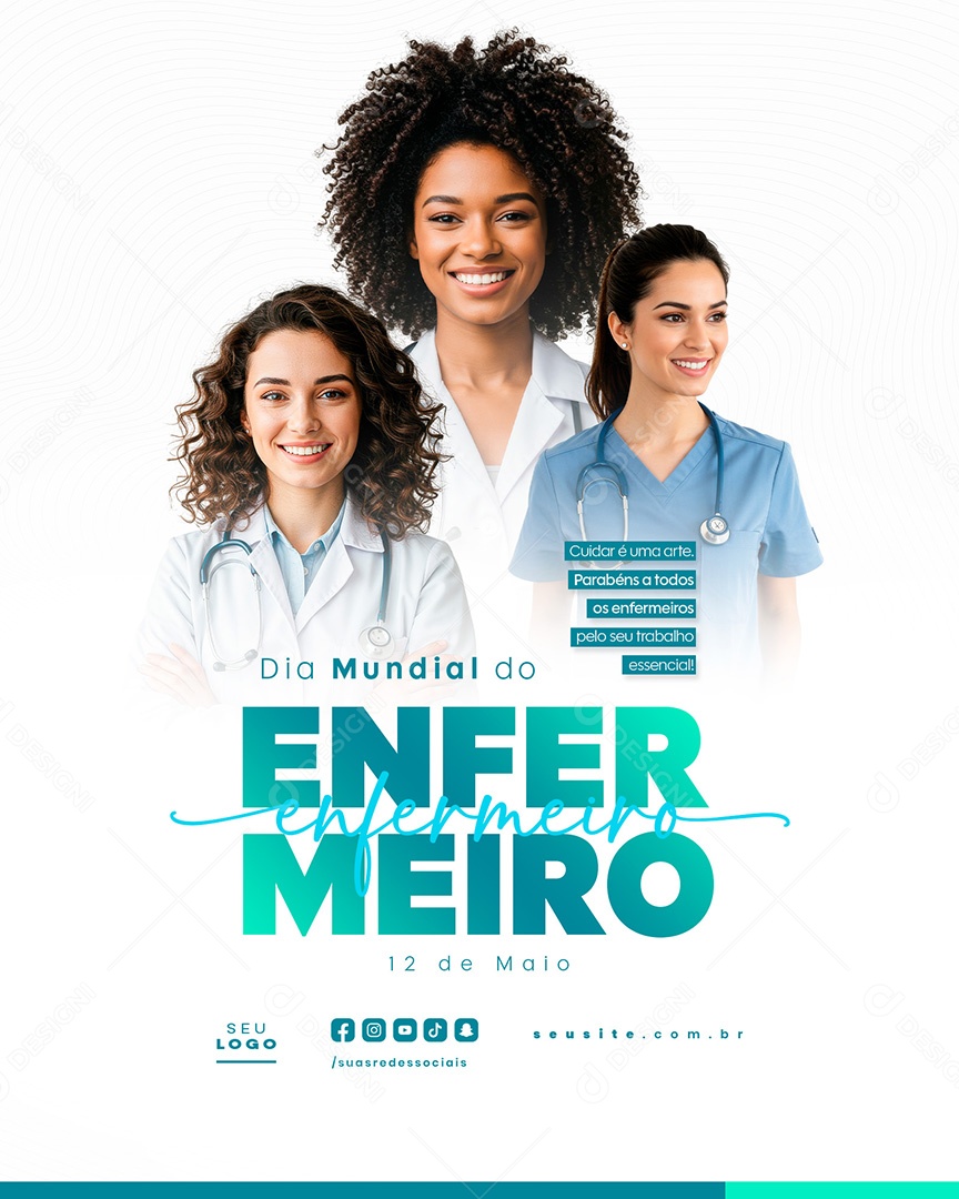 Feliz Dia Mundial do Enfermeiro 12 de Maio Social Media PSD Editável