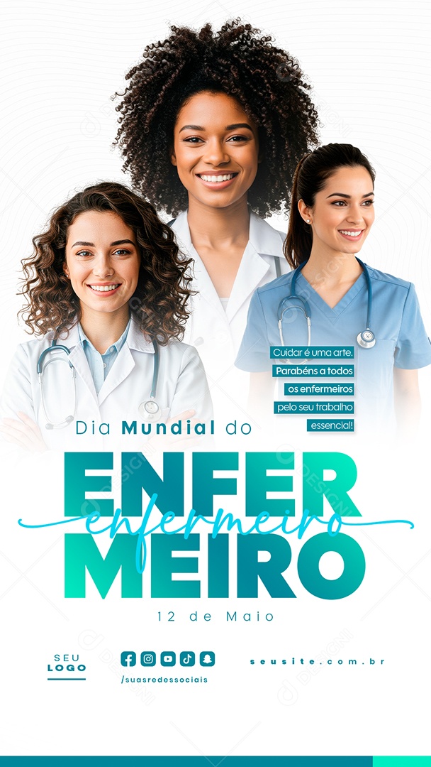 Story Feliz Dia Mundial do Enfermeiro 12 de Maio Social Media PSD Editável