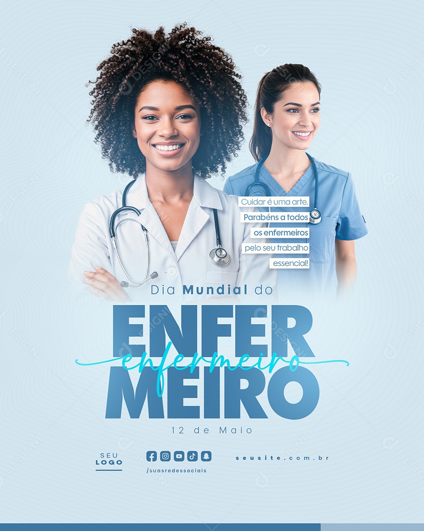 Feliz Dia Mundial do Enfermeiro 12 de Maio Social Media PSD Editável