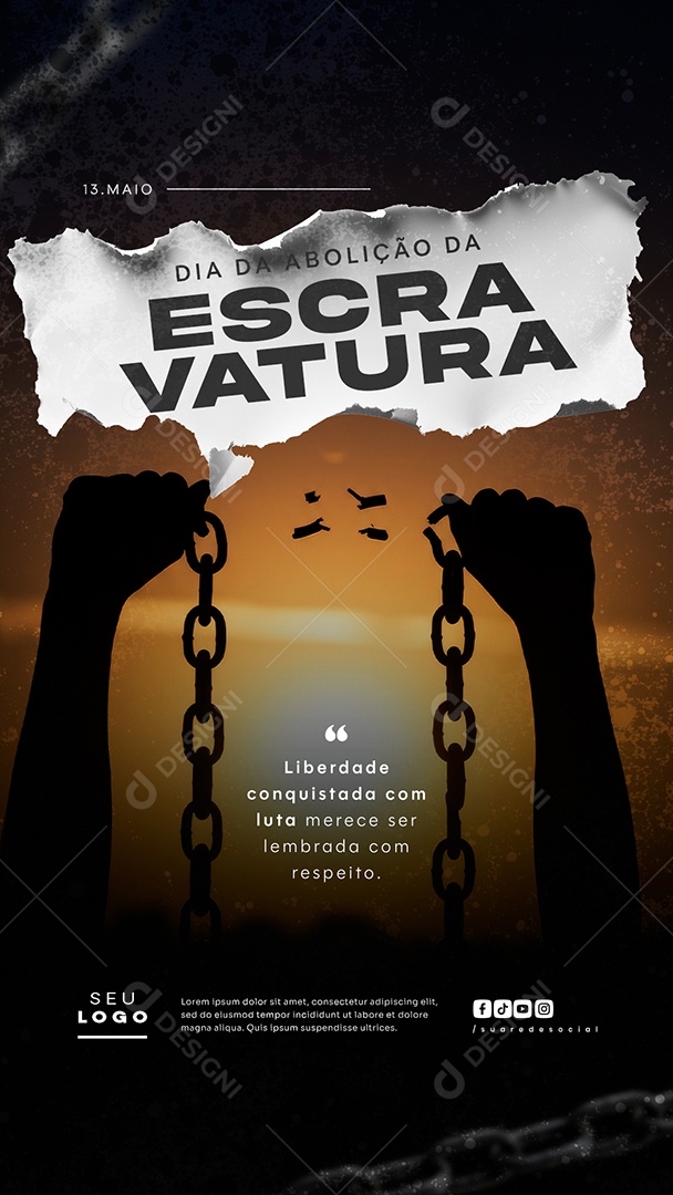 Story Dia da Abolição da Escravatura 13 de Maio Social Media PSD Editável