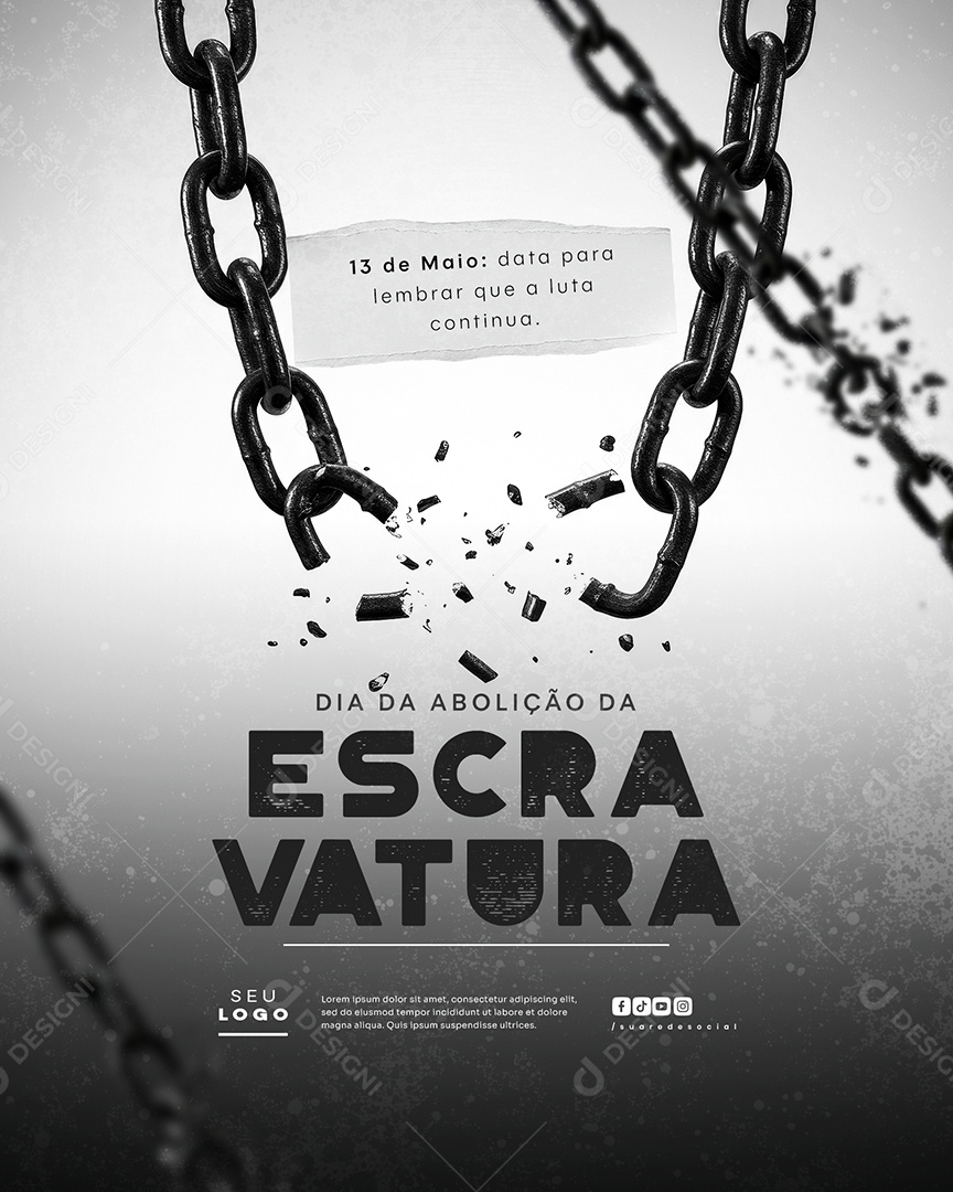 Dia da Abolição da Escravatura 13 de Maio Social Media PSD Editável