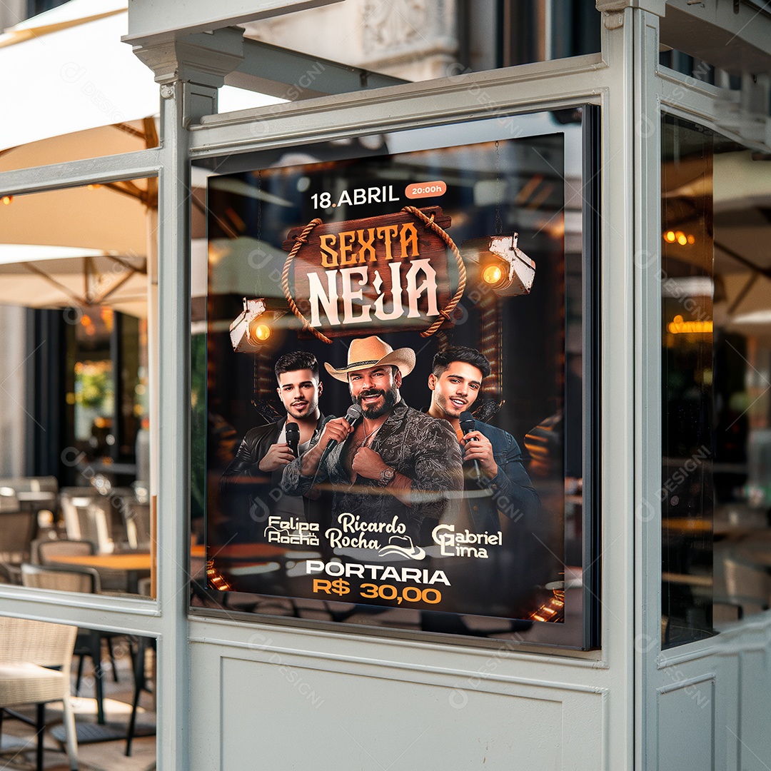 Mockup Painel Publicitário de Restaurante PSD Editável