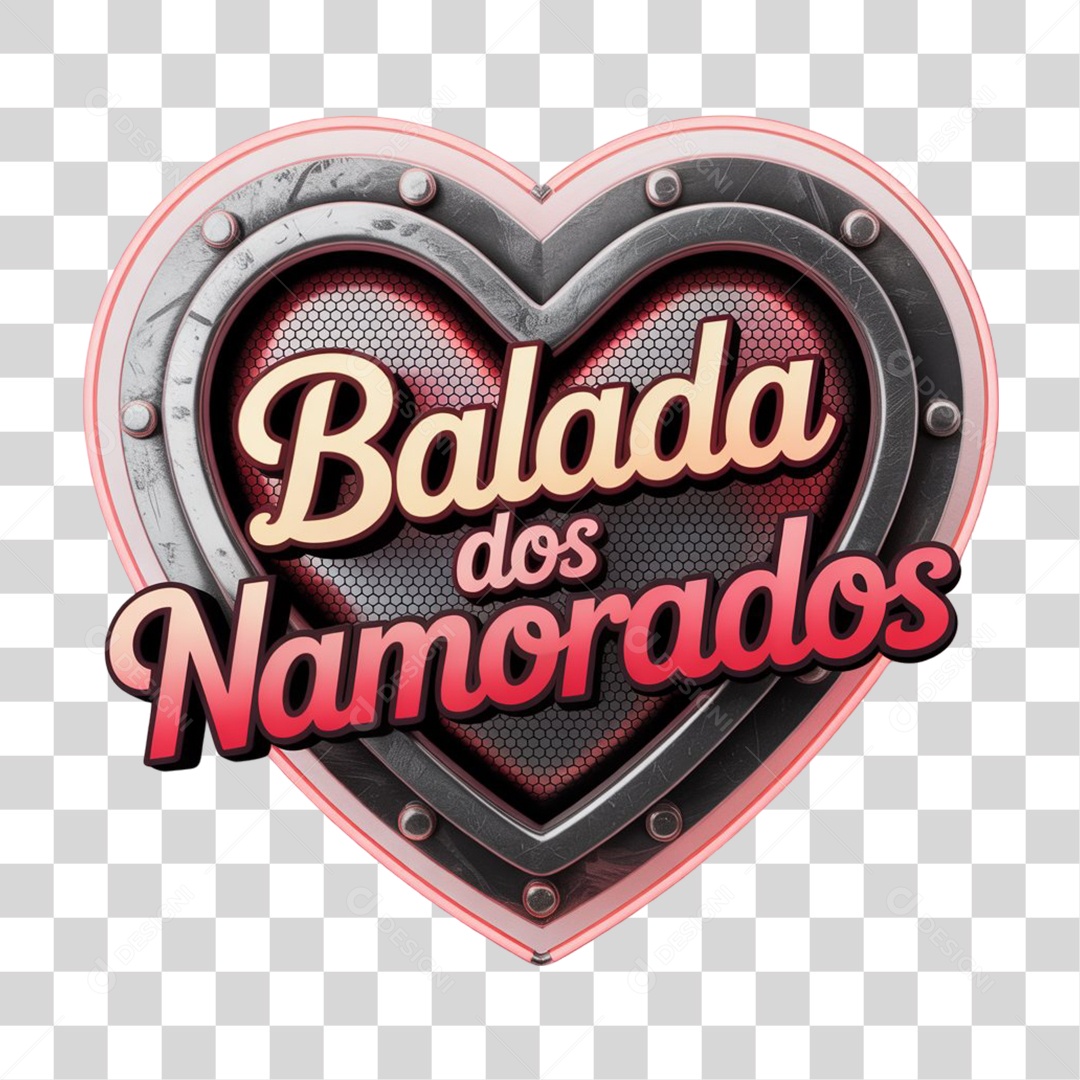 Selo 3D Balada dos Namorados PNG Transparente
