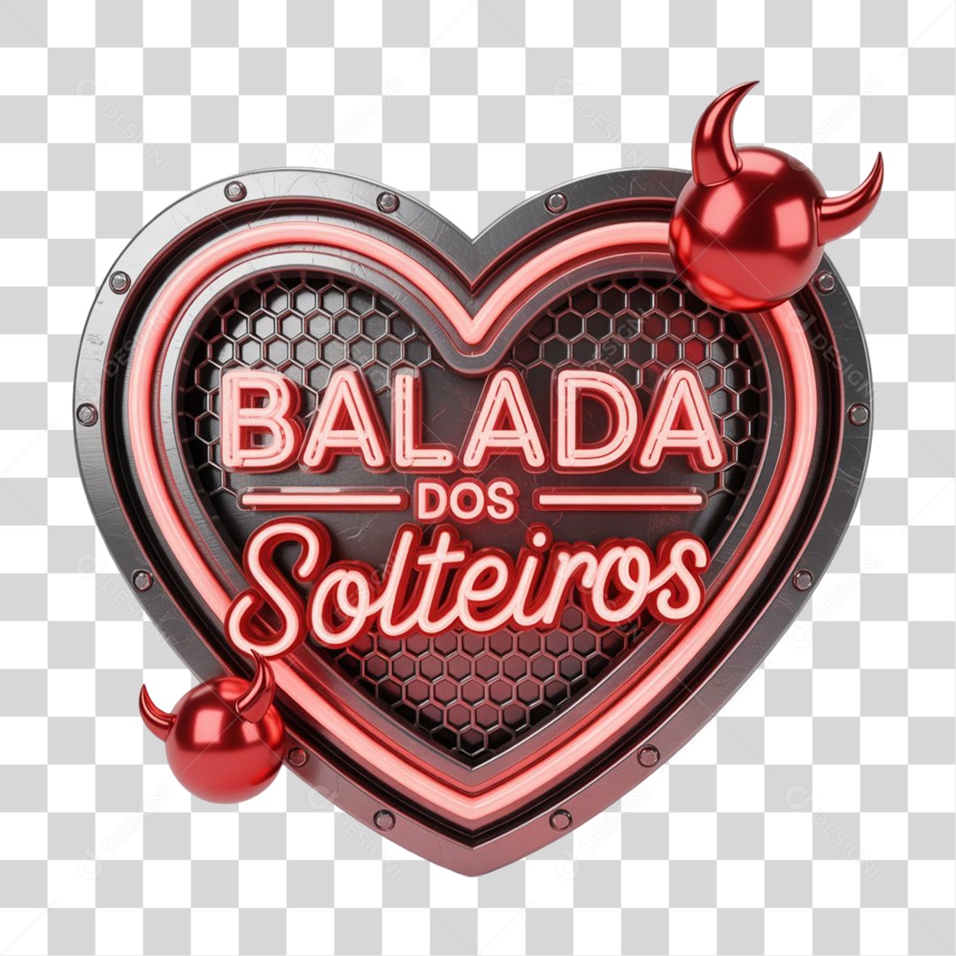 Selo 3D Balada dos Solteiros PNG Transparente