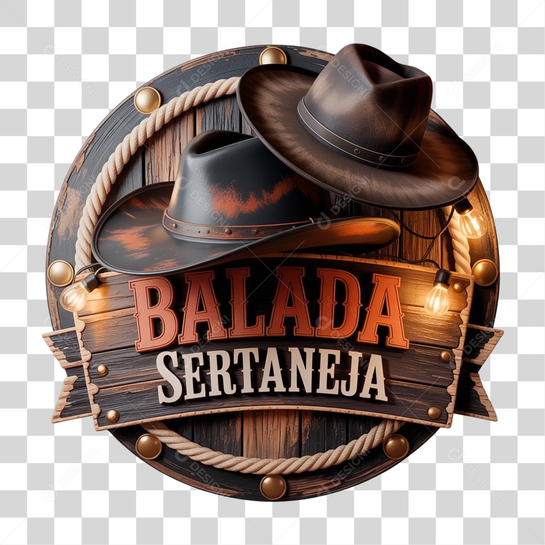 Selo 3D Balada Sertaneja PNG Transparente