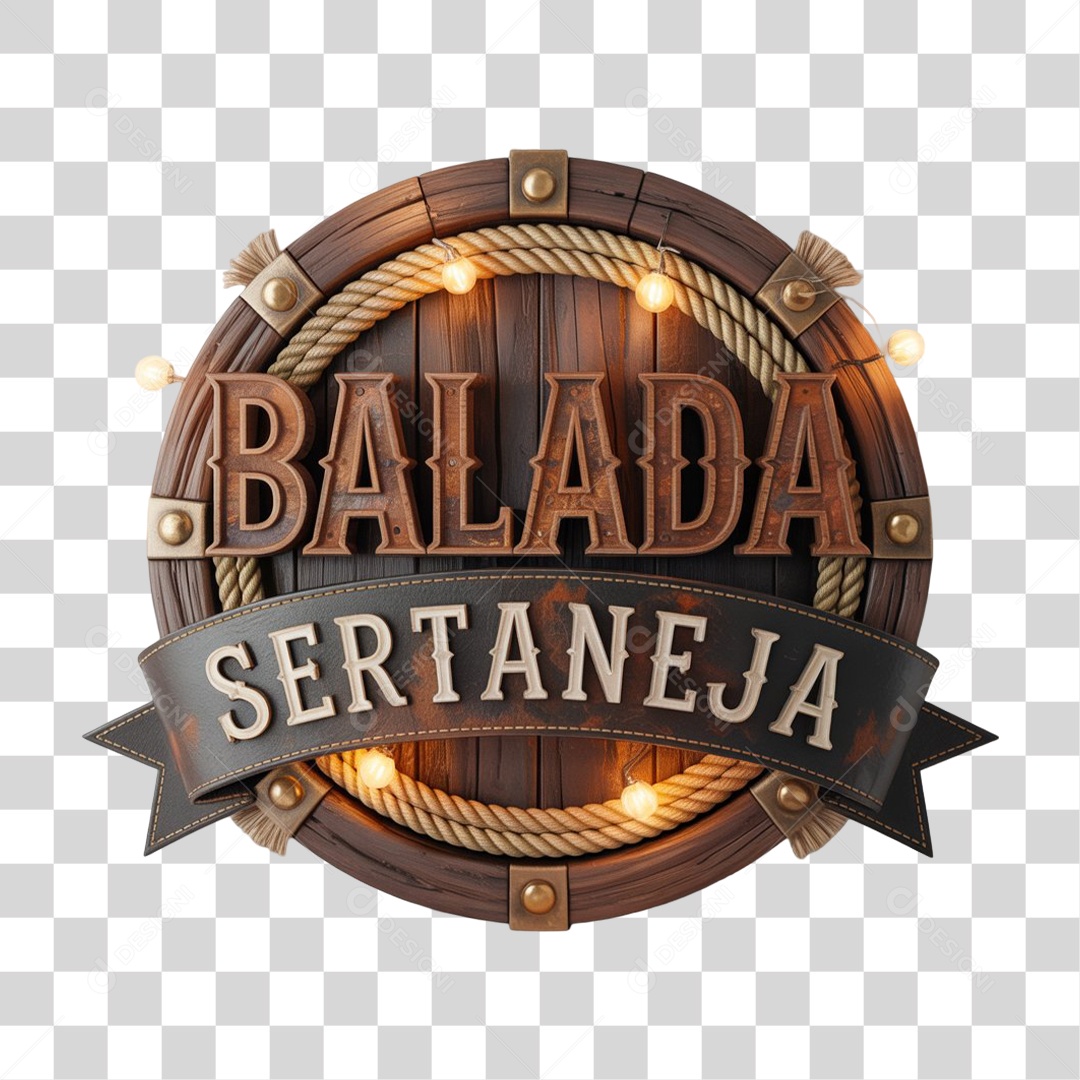 Selo 3D Balada Sertaneja PNG Transparente