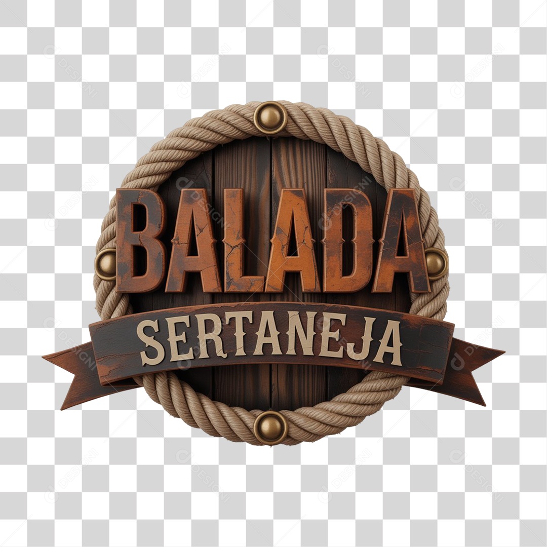 Selo 3D Balada Sertaneja PNG Transparente