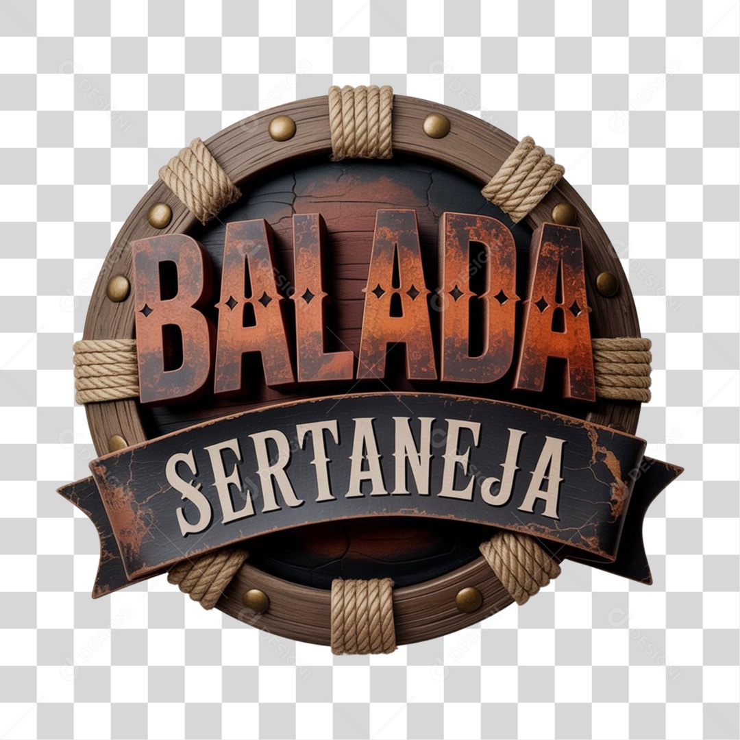 Selo 3D Balada Sertaneja PNG Transparente