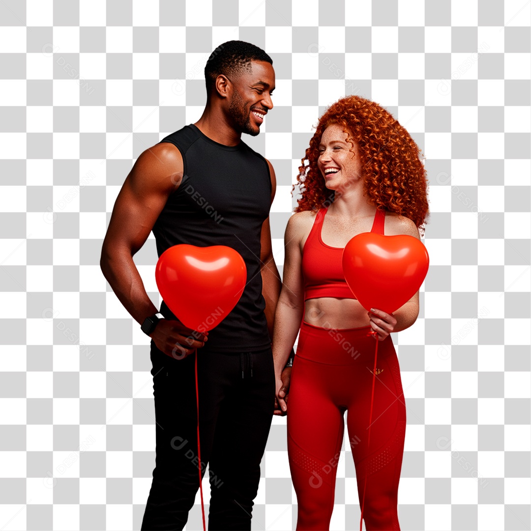 Casal com Balões PNG Transparente