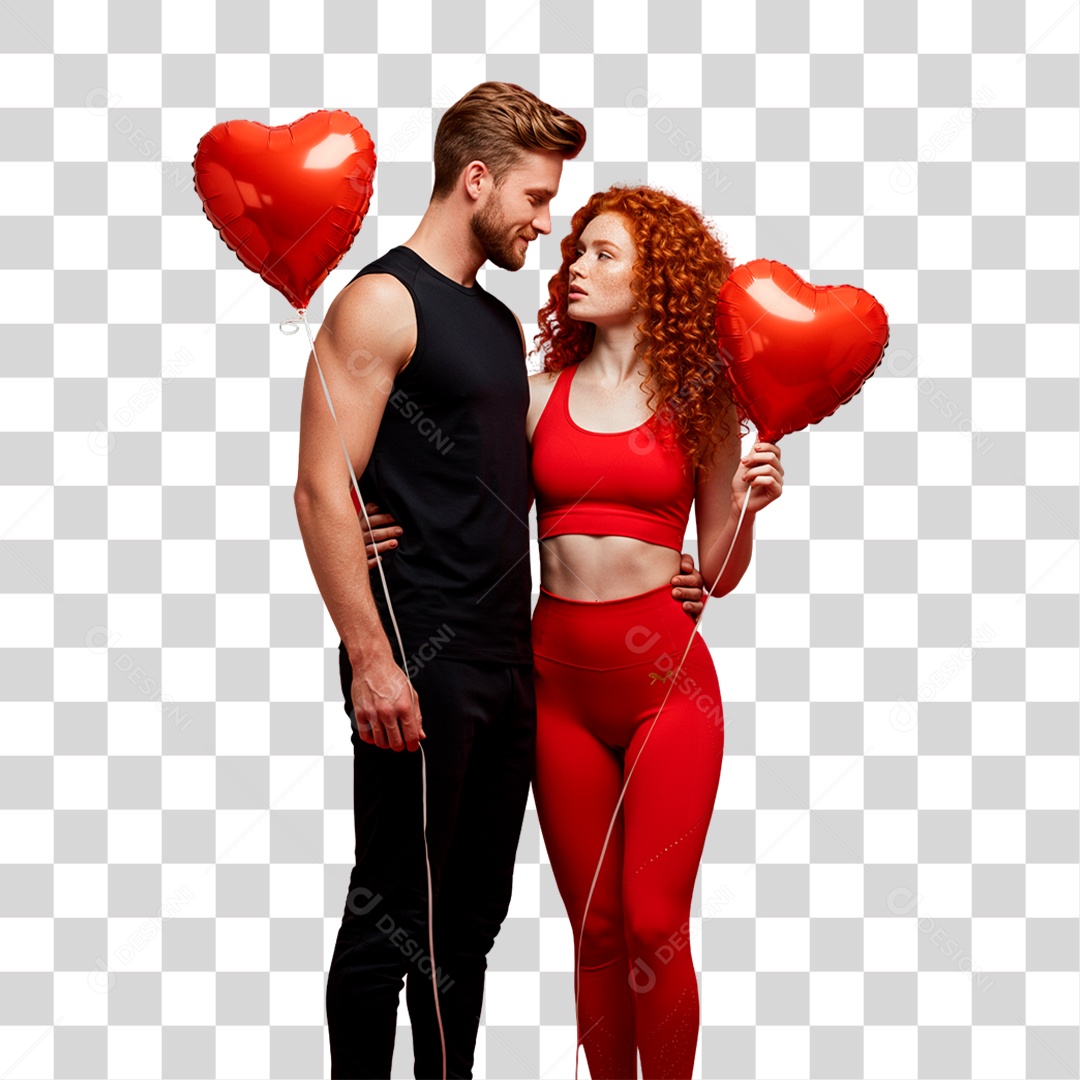 Casal com Balões PNG Transparente