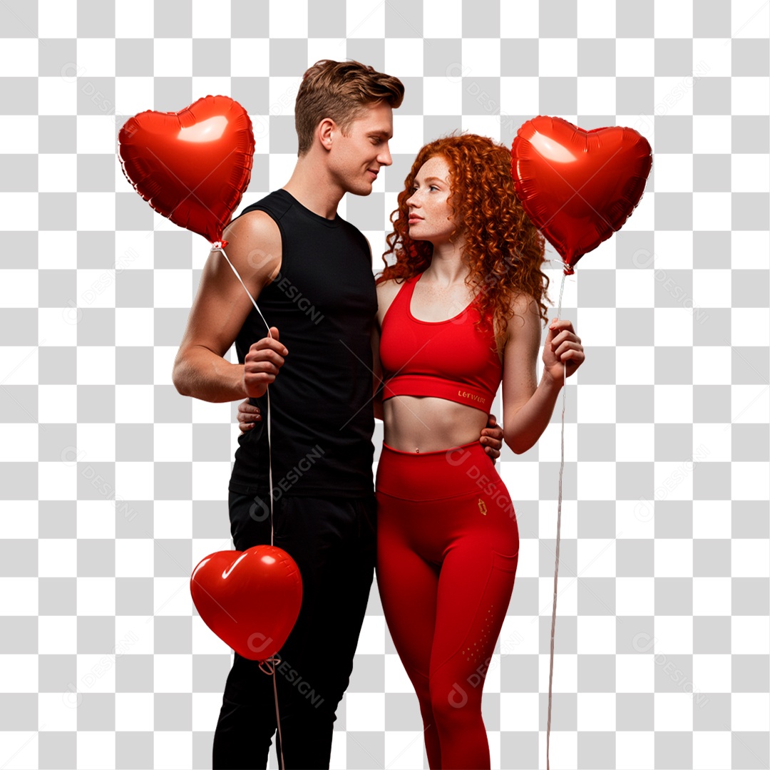 Casal com Balões PNG Transparente
